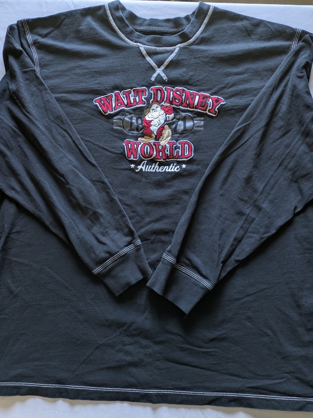WDW Walt Disney World Grumpy Shirt Mens 3XL XXXL Black Long Sleeve Applique